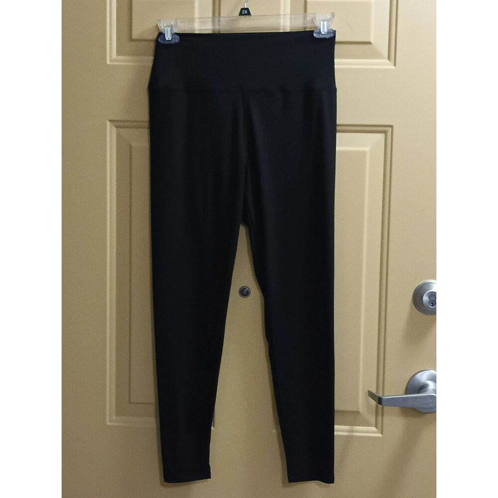 High Waisted Black Leggings Ultra Soft Full Length Stretch Yoga Pants L XL